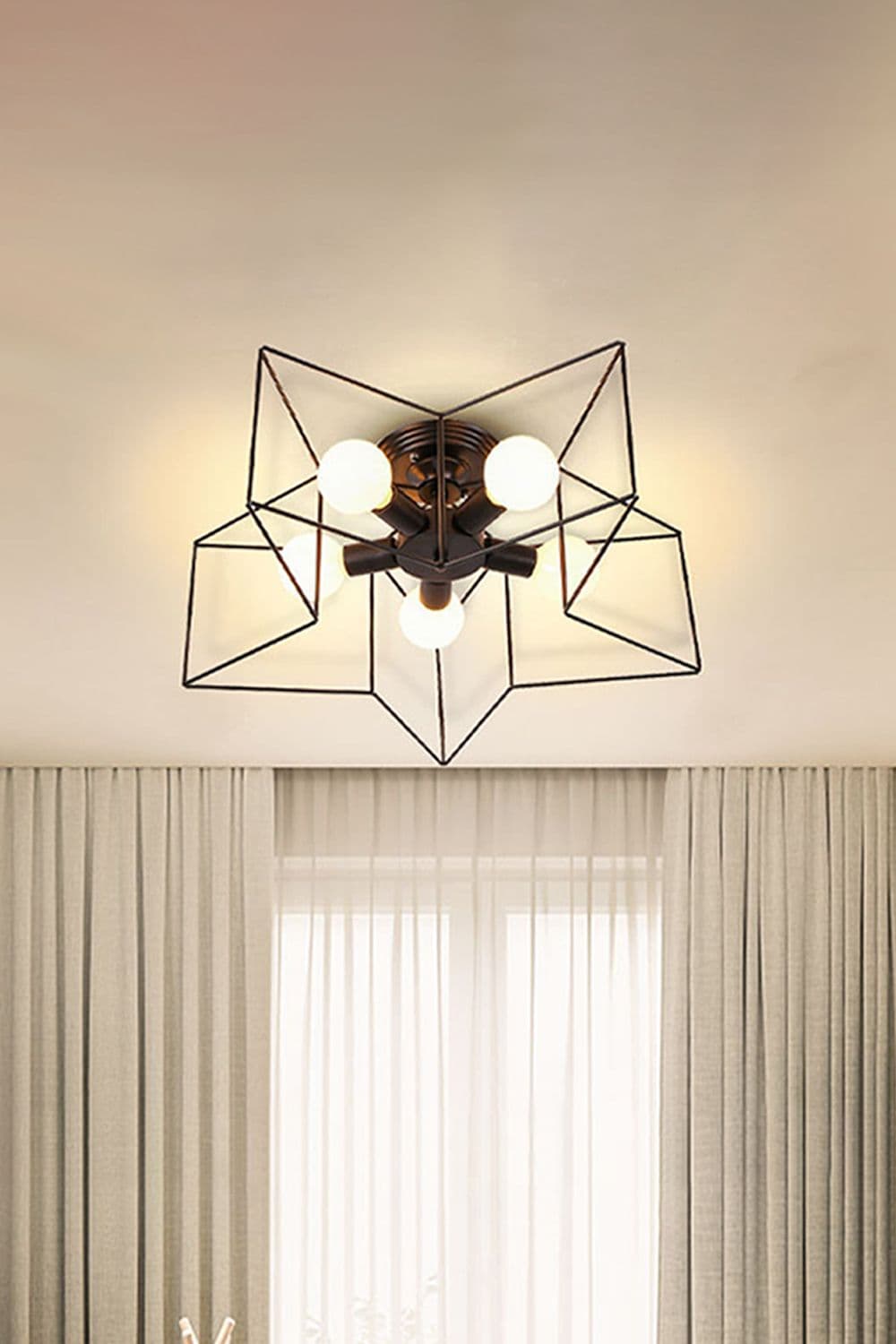 Semi Flush Ceiling Lamp with Star Frame