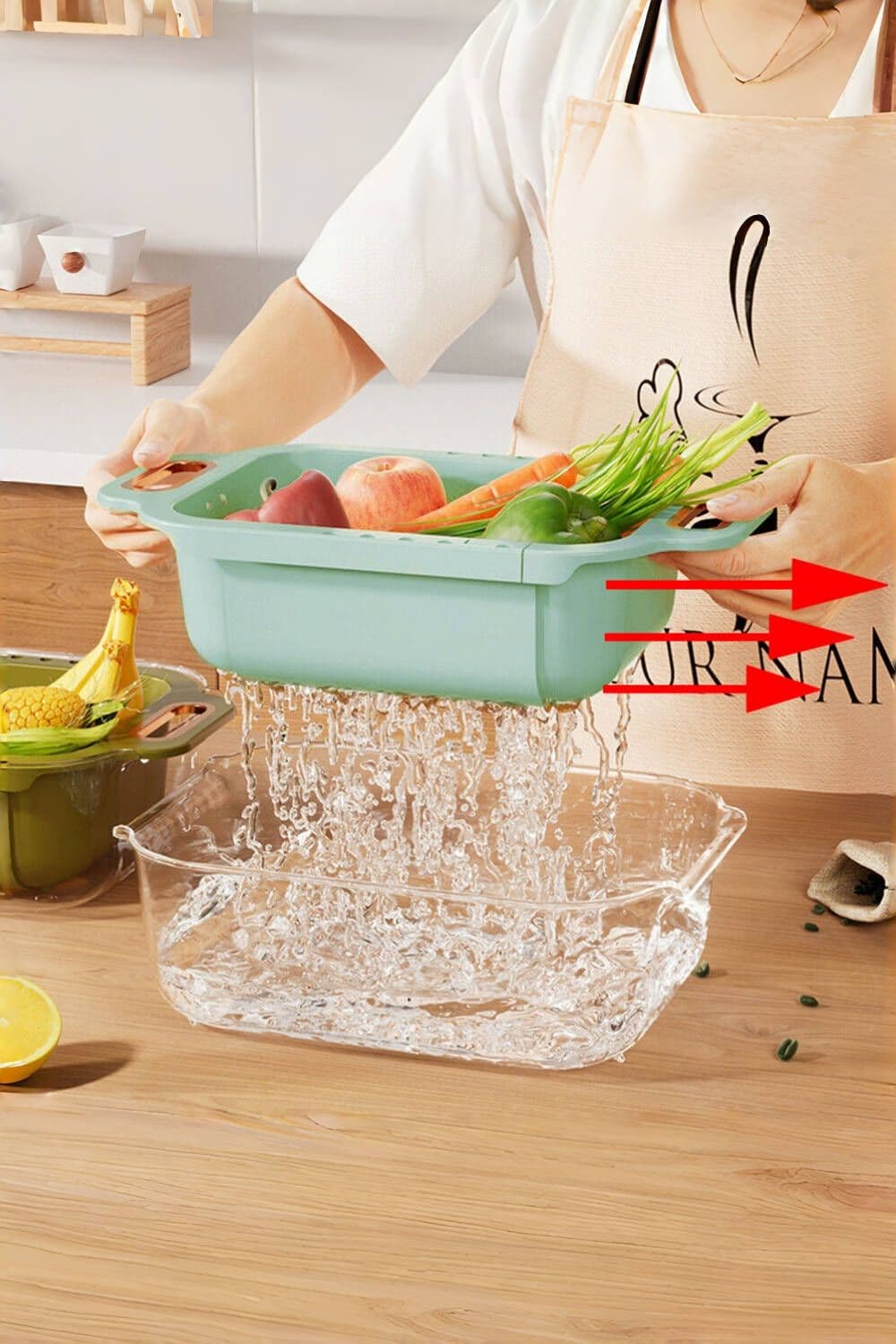 2-Layer Retractable Drainer Basket Fruit Vegetables Strainer Colander Racks Holders