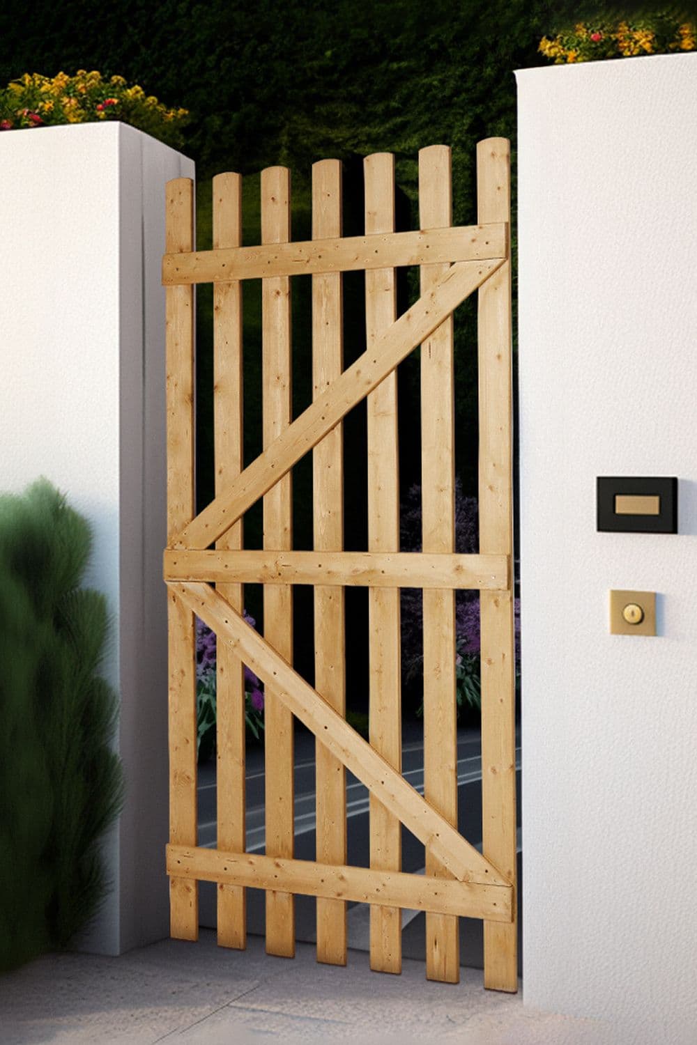 Garden Wood Fence Gate with Latch