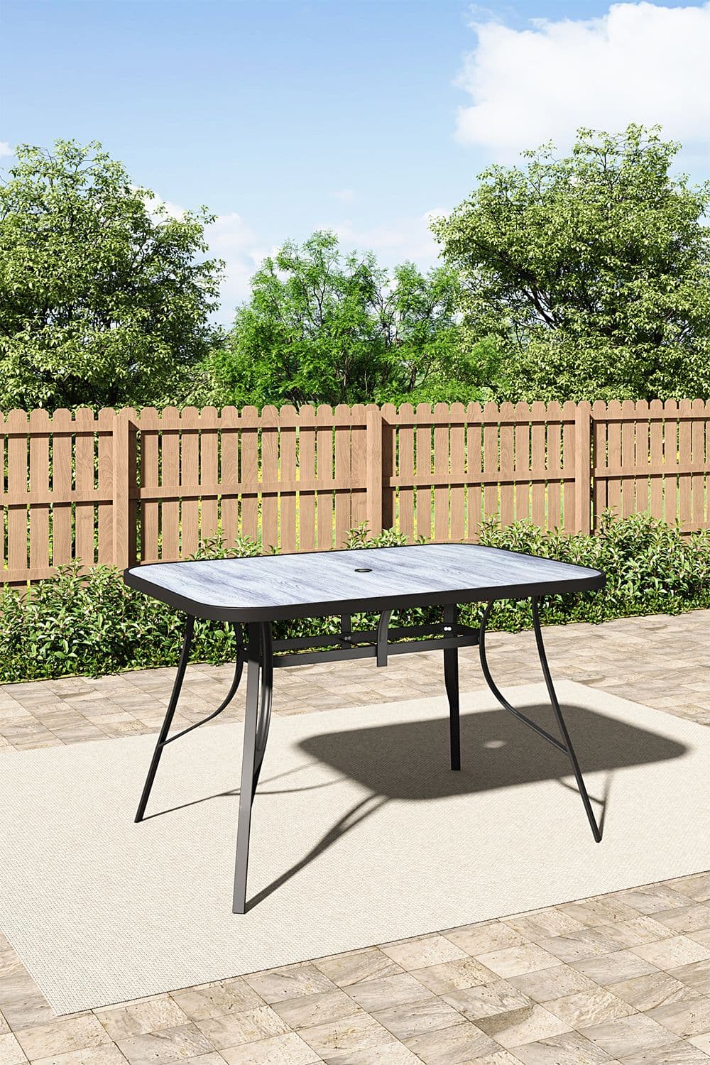 Living and Home Garden Rectangular Tempered Glass Marble Coffee Table in Grey