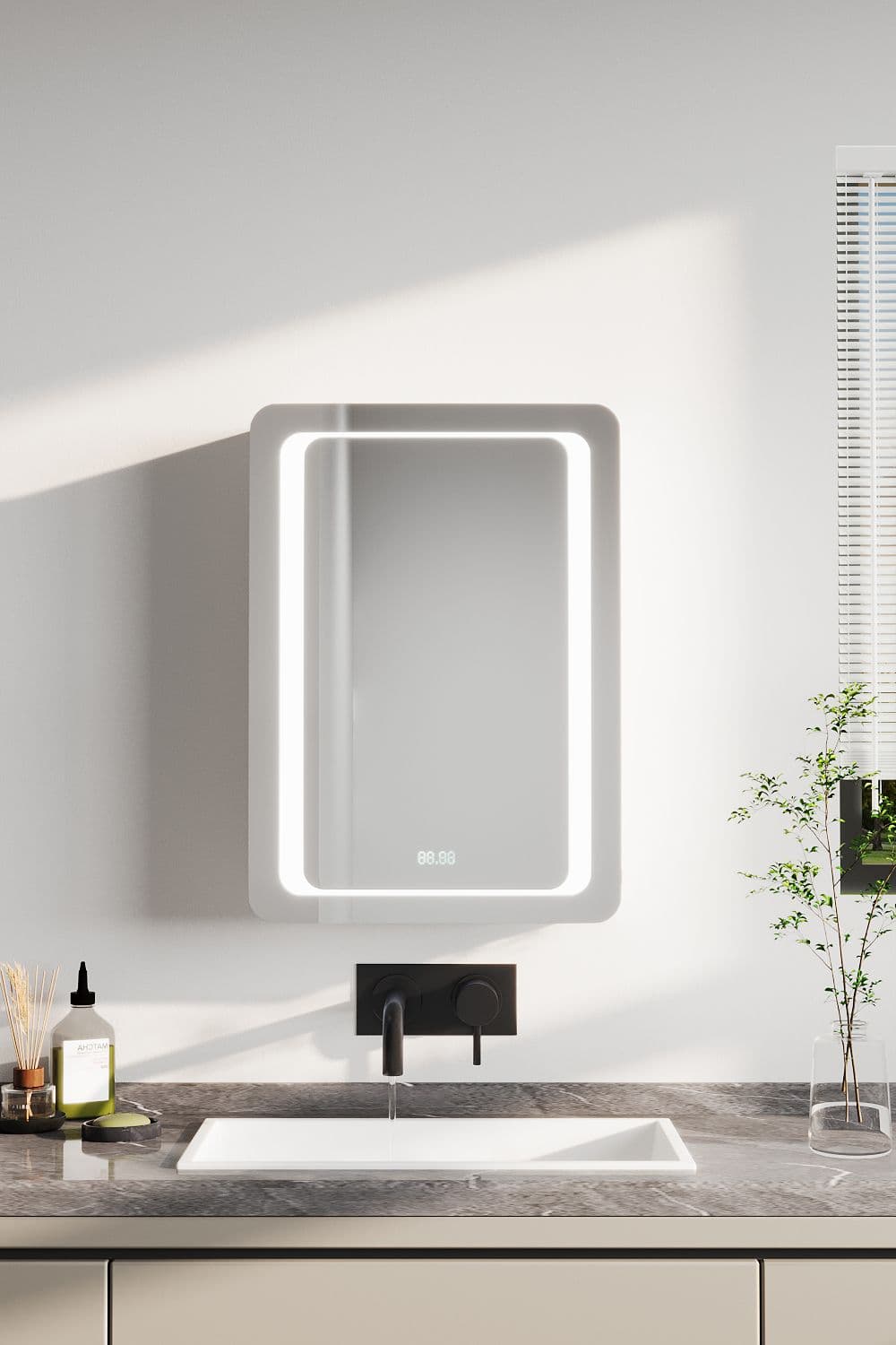 Rectangle Wall Mounted Mirror Cabinet with LED Lighting