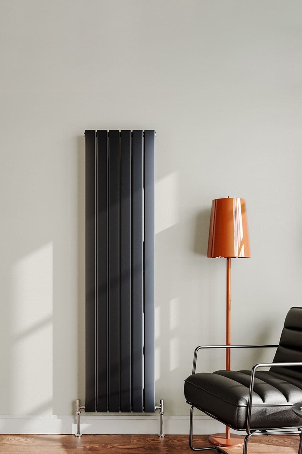 1800×456mm Steel Smoke Grey Vertical Tall Radiator with Double Panel