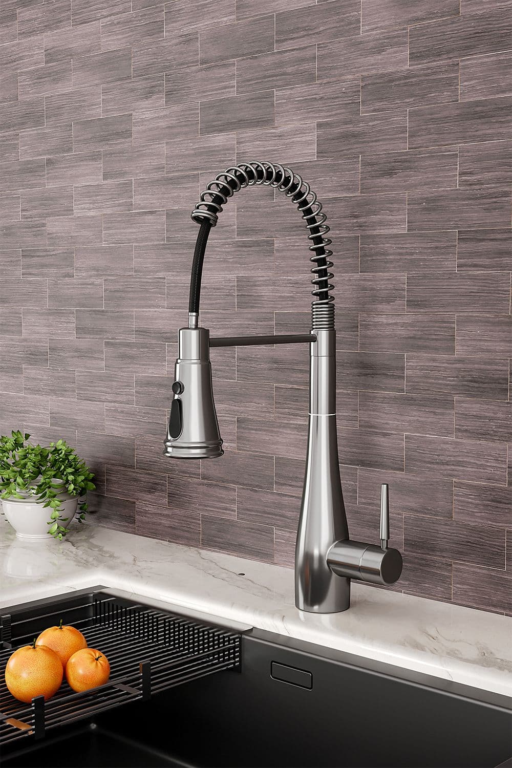 Living and Home Pre-rinse Pull Down Swivel Kitchen Faucet in Silver