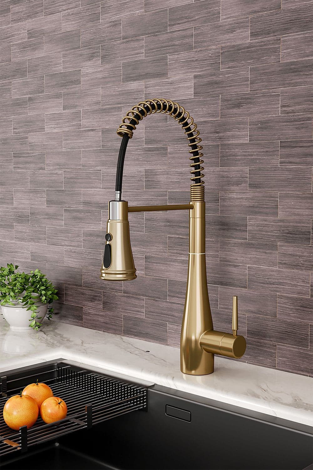 Living and Home Pre-rinse Pull Down Swivel Kitchen Faucet in Gold