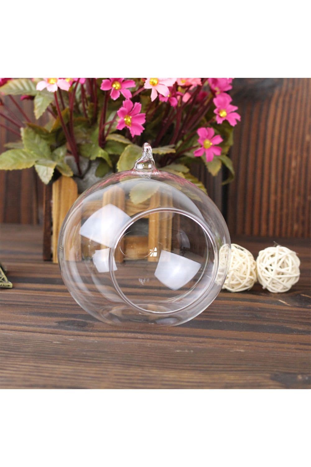 6 Pcs 10cm Open Transparent Glass Hanging Ball for Home Decor
