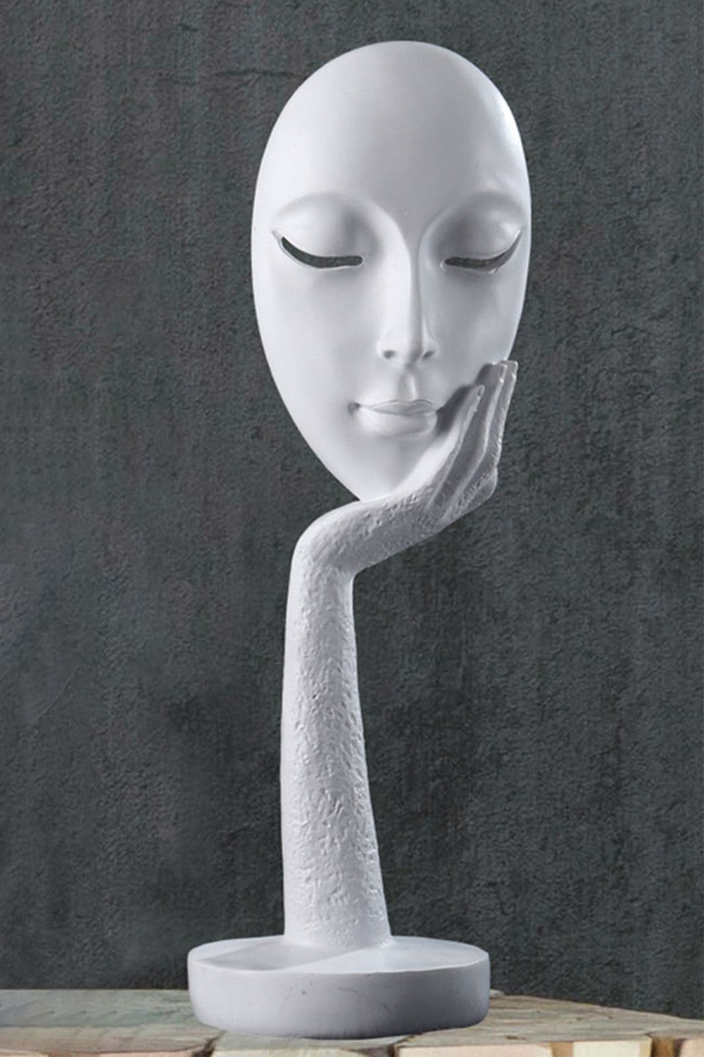 11.5cm Dia x 37cm H Abstract Art Resin Mask Ornaments Meditation Sculpture