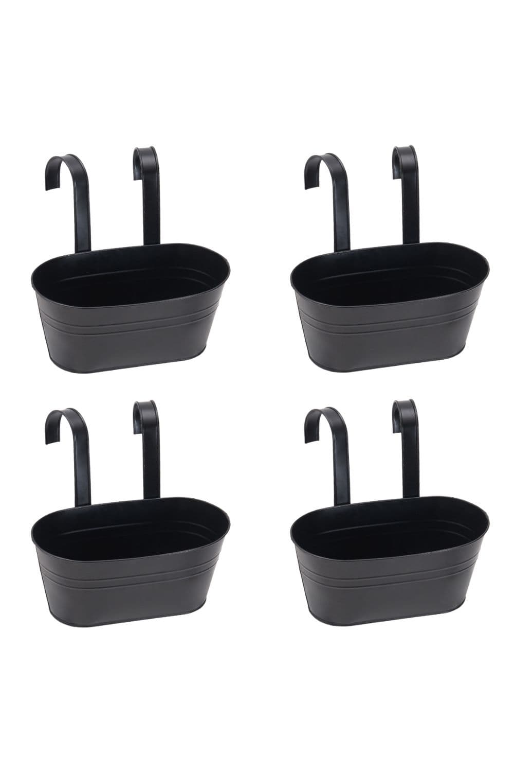4 Pcs Detachable Double Hook Hanging Bucket Oval Metal Fence Basin