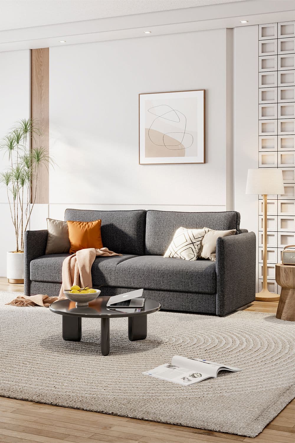 3-Seater Dark Grey Sleeper Sofa Bed