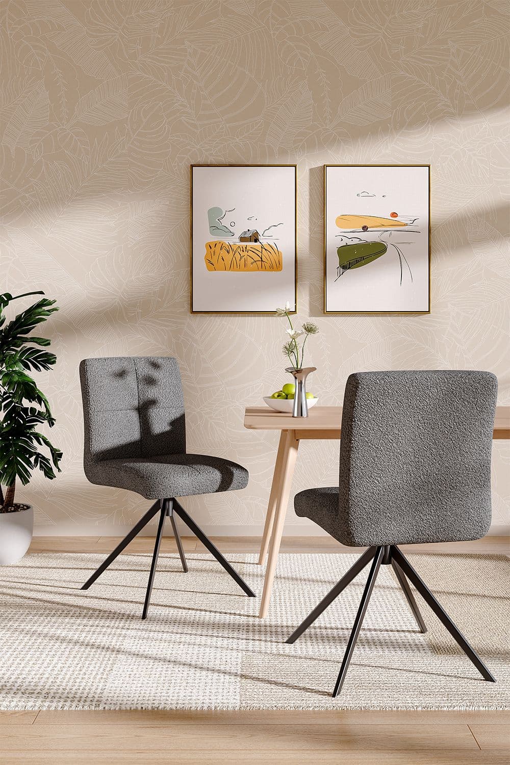 Set of 2 Teddy Fleece Breakfast Bar Stool with Metal Legs