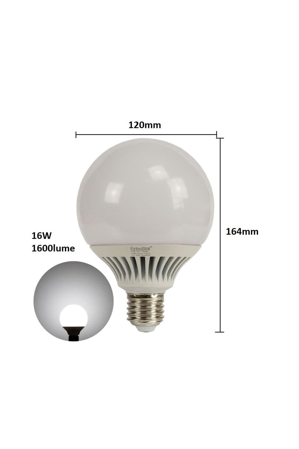 16W LED G120 Ball Bulb, E27 6500K