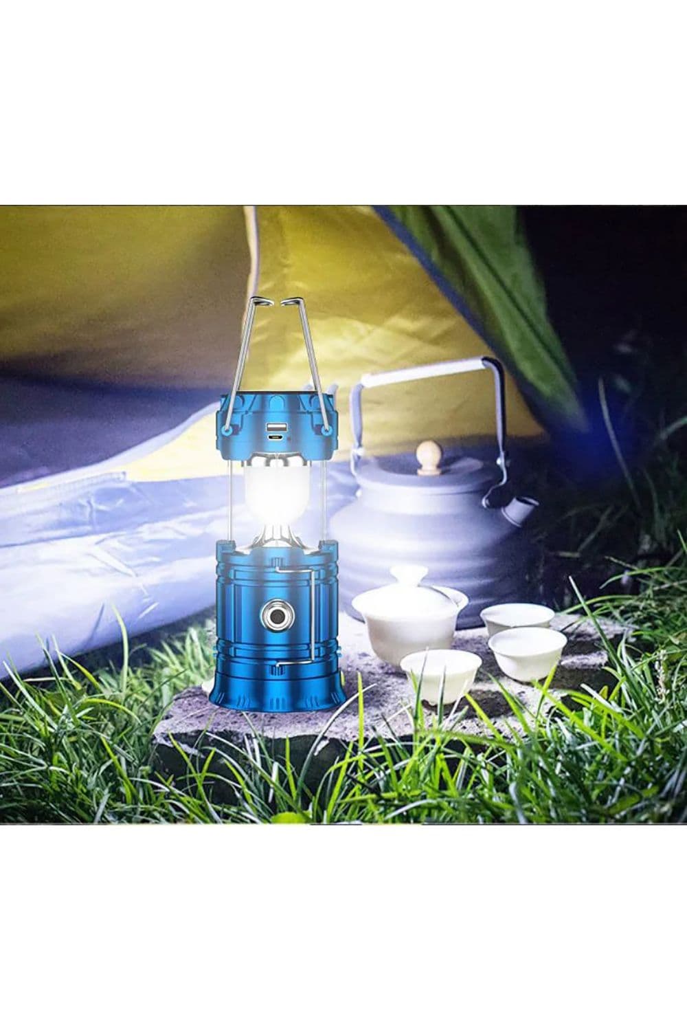 LED Camping Lantern 2 mode 5W 6500K IP44 Rechargeable, Phone Rechargeable, Blue