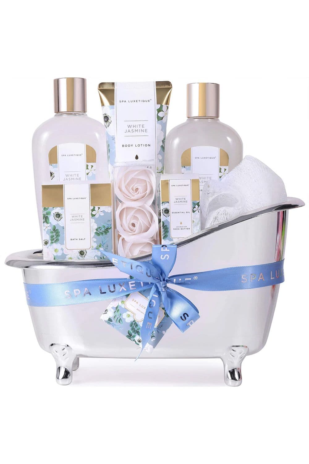 8Pcs Jasmine Bath Gift Sets Includes Body Lotion, Bubble Bath Set, Gift Baskets for Women