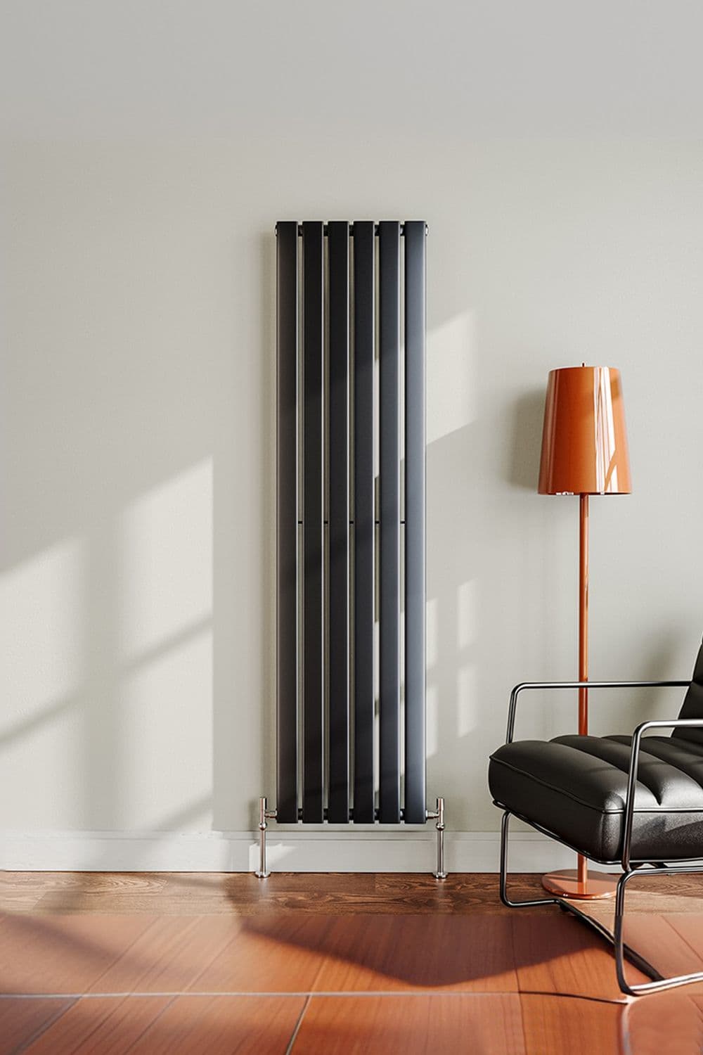 Steel Smoke Grey Vertical Tall Radiator with Single Panel