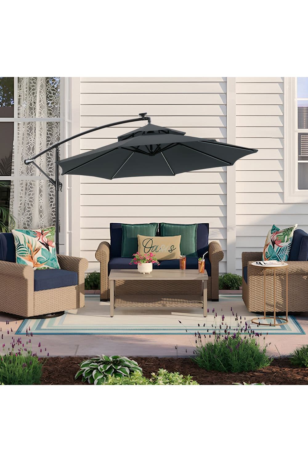 Double-Top Cantilever Parasol with Lights