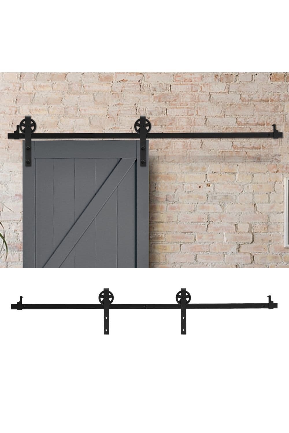 6.6ft Barn Door Track Hardware Accessories with Large Pulleys
