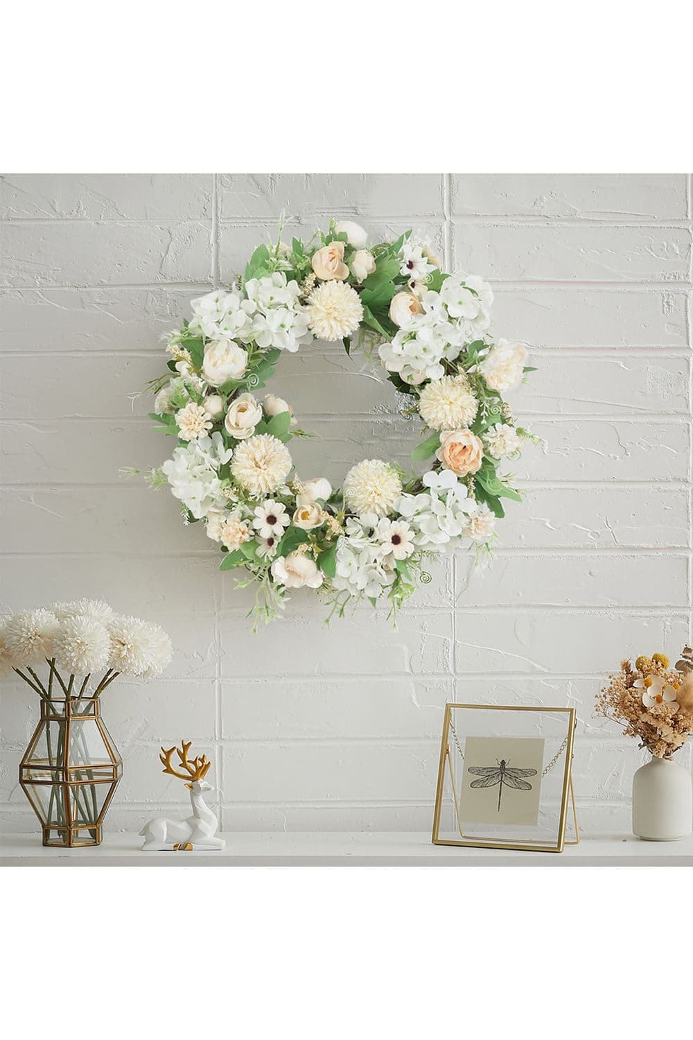 Artificial Hydrangea Peony Mixed Wreath for Wedding Decor