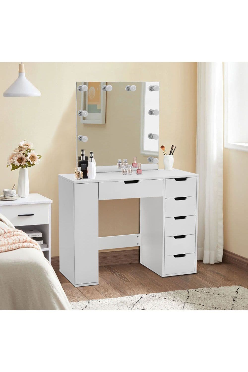 Hollywood Dressing Table with LED Lighted Mirror