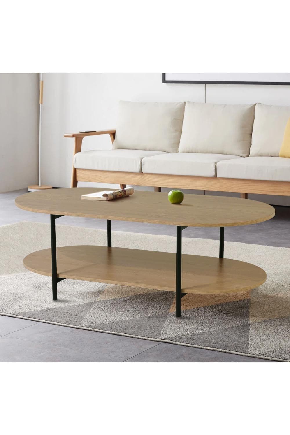 Double-Tier Oval Shape Coutertop Coffee Table