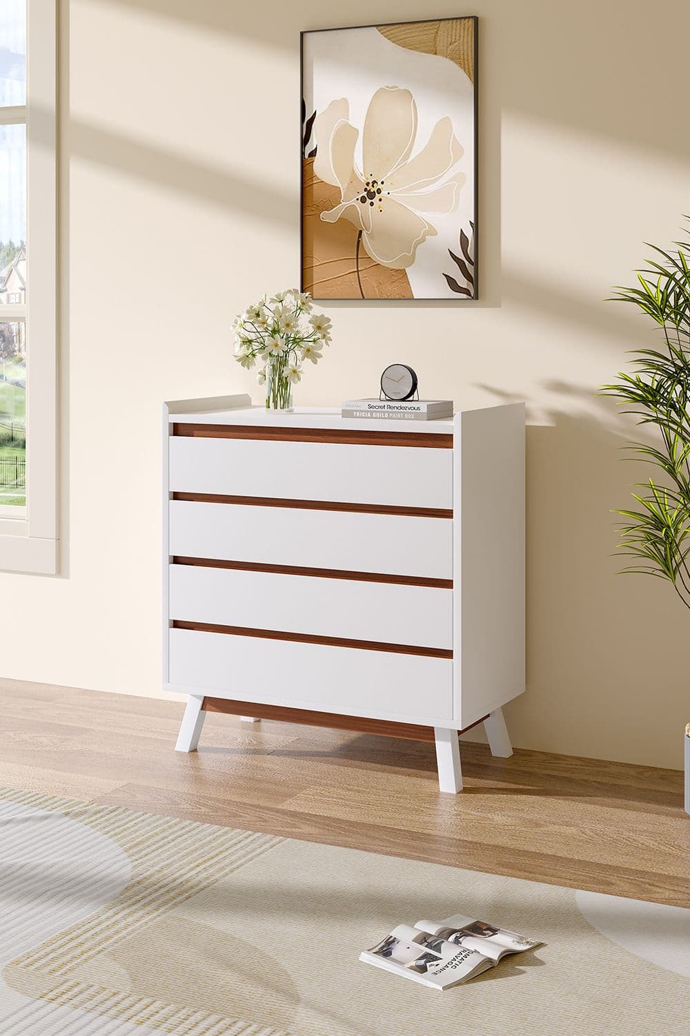4 Tier Chest Drawers Bedroom Storage Cabinet