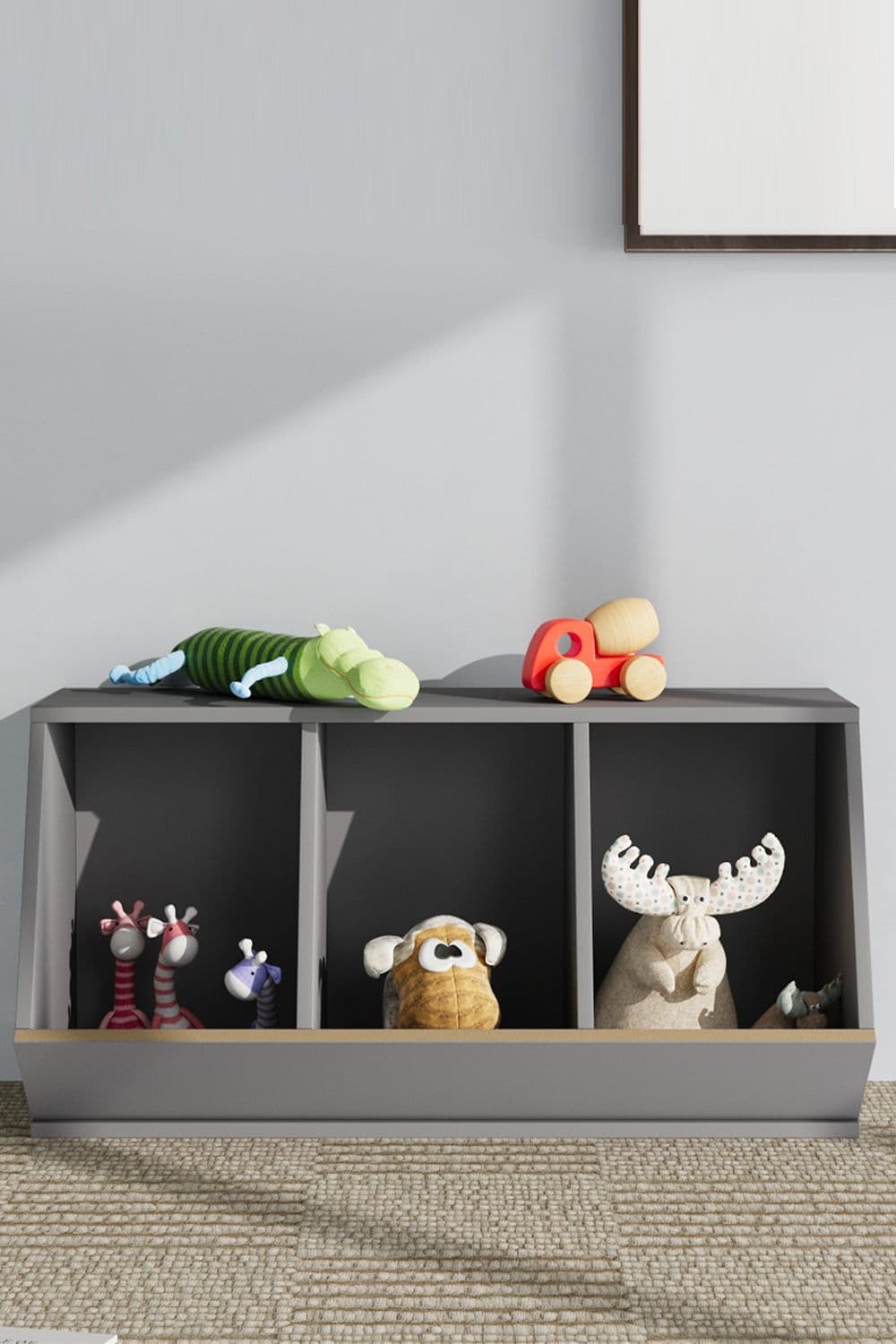 40cm H Double Layer Open Toy Clothing and Bookcase Management Cabinet