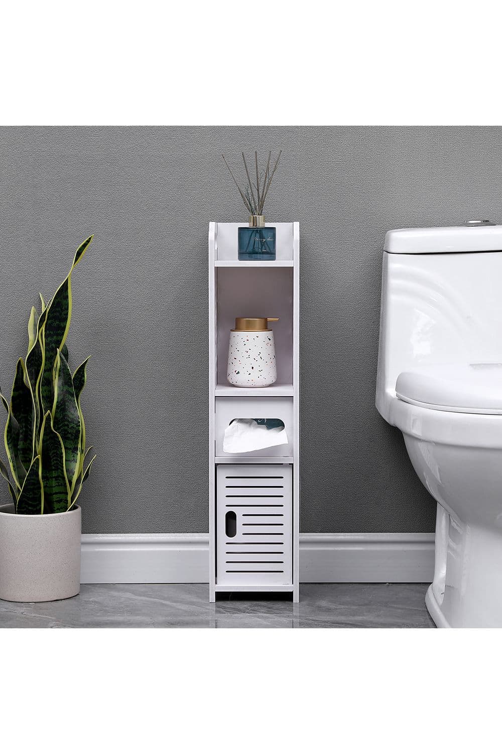 Freestanding Wooden Small Slim Bathroom Cabinet