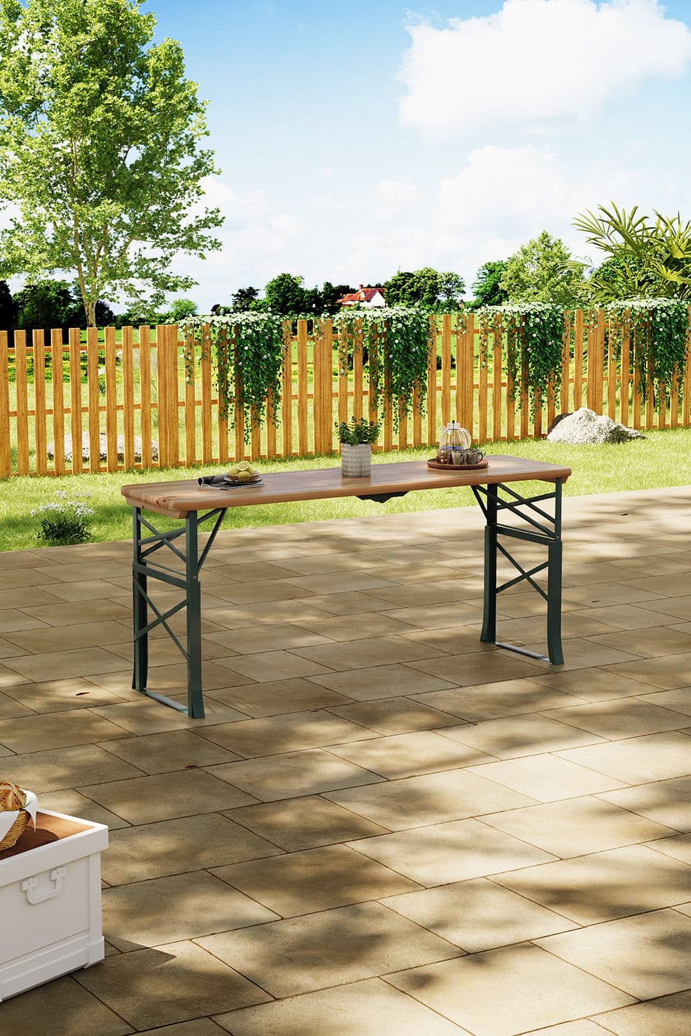 Foldable Wooden Height Adjustable Garden Dining Table