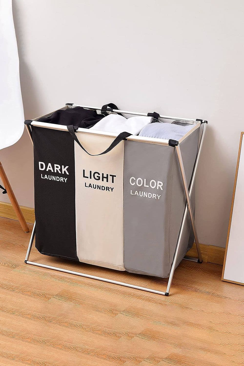Large Detachable Laundry Basket Dirty Clothes Organizers Bag Sorter Hamper with Aluminum Frame