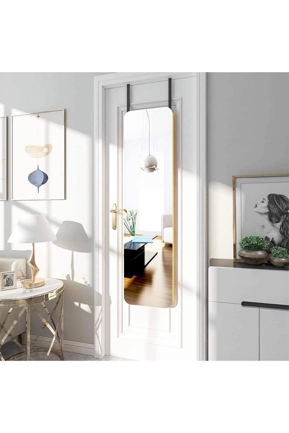 Modern Full Length Mirror with Rounded Corners Door Hanging Mirror