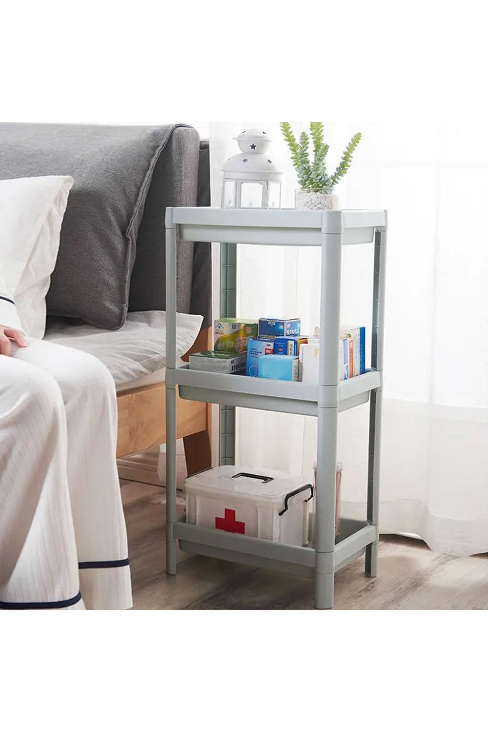 3-Tiers Freestanding Plastic Corner Storage Rack for Bathroom Kitchen