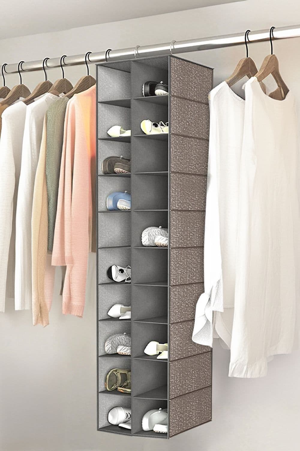 20-Slot Non-Woven Shoe Hanging Organizer - Space-Saving Storage Solution for Shoes