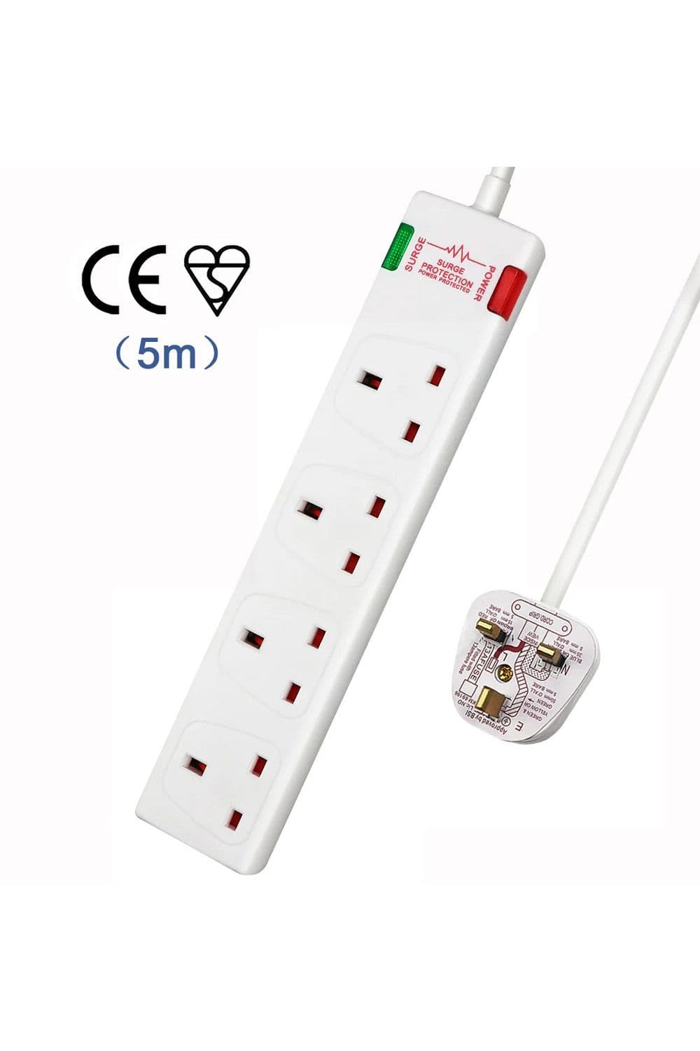 Multi Plug Outlet Extender with 5M Cable and Surge Protector