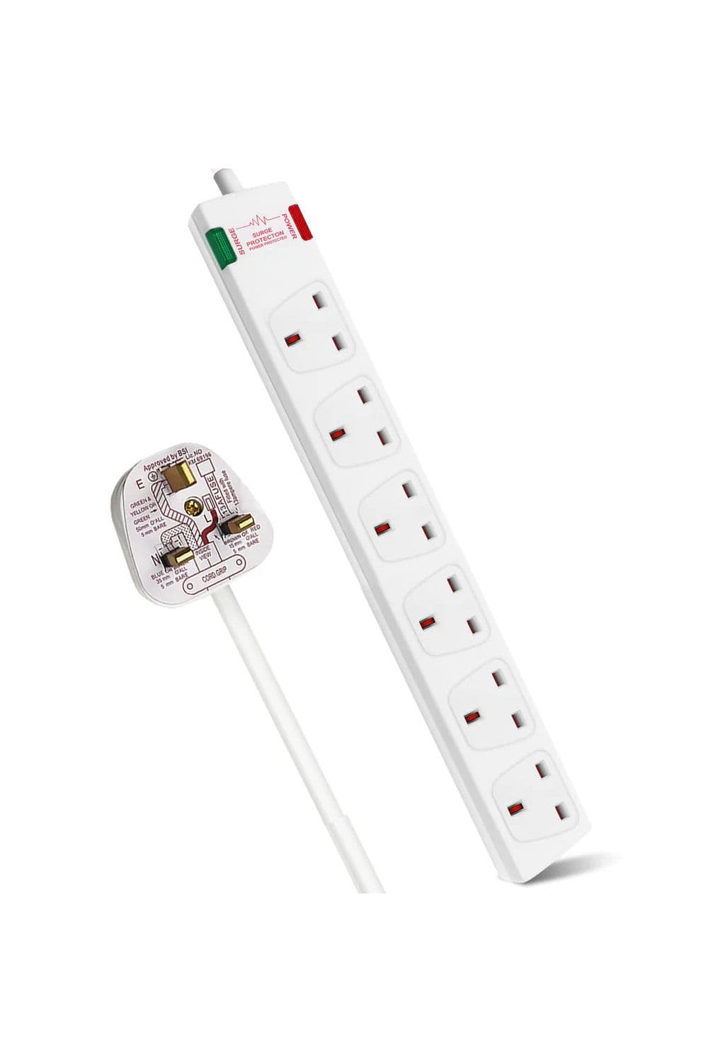 Multi Plug Outlet Extender with 5M Cable and Surge Protector