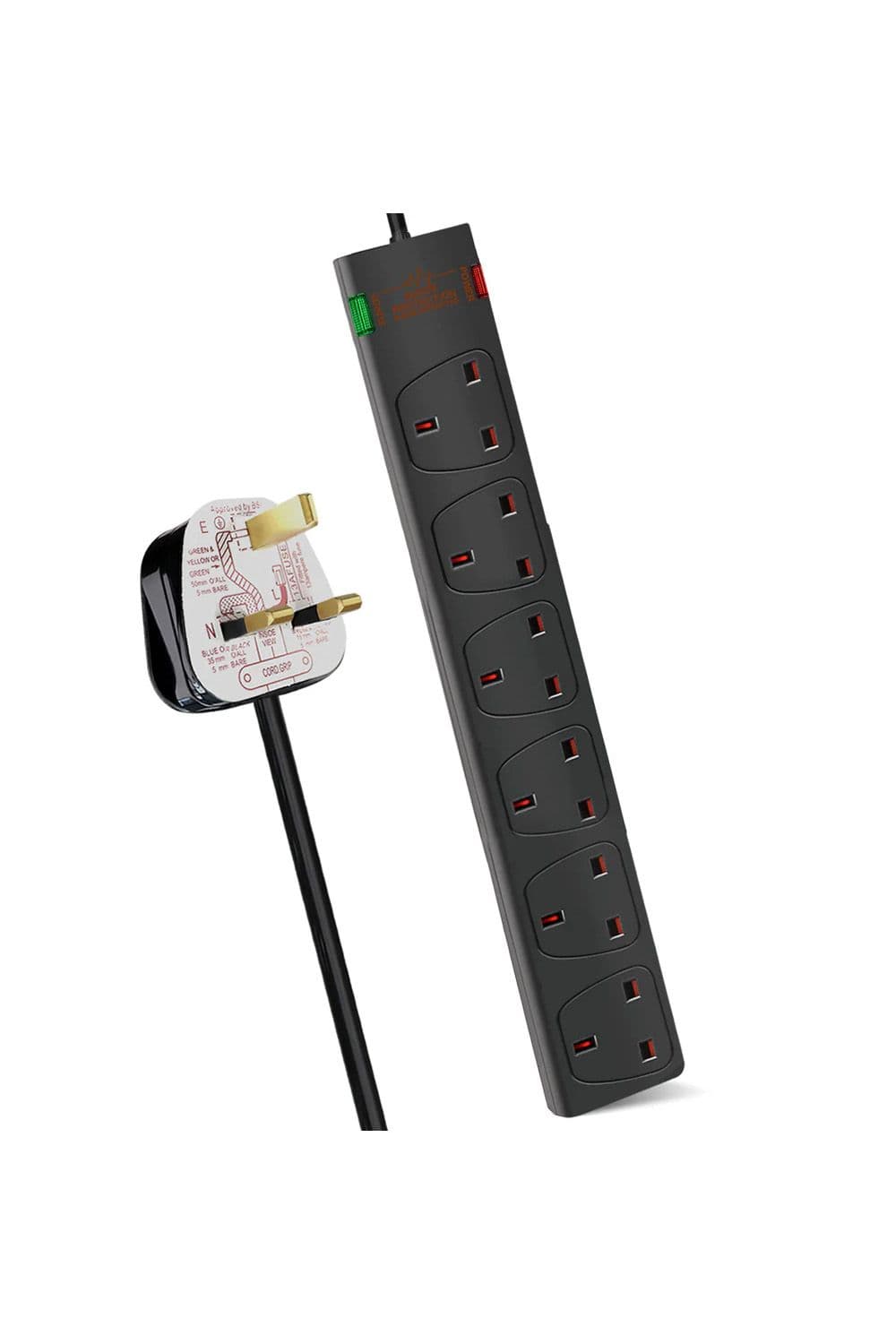 Multi Plug Outlet Extender with 1M Cable and Surge Protector