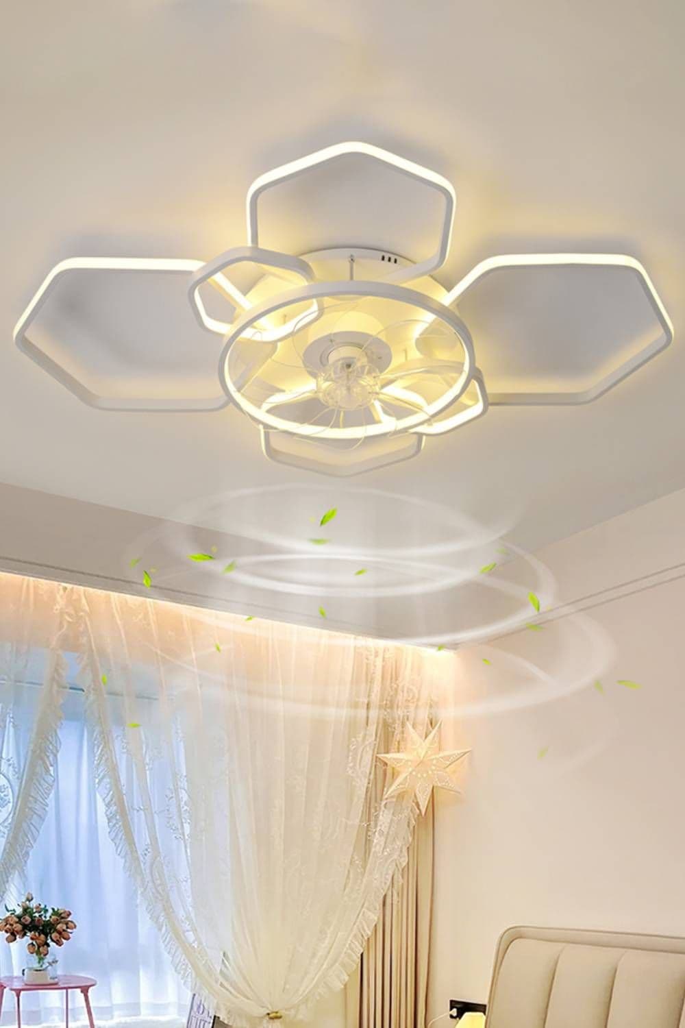 Remote Control Geometrical Ceiling Mount LED Fan Light
