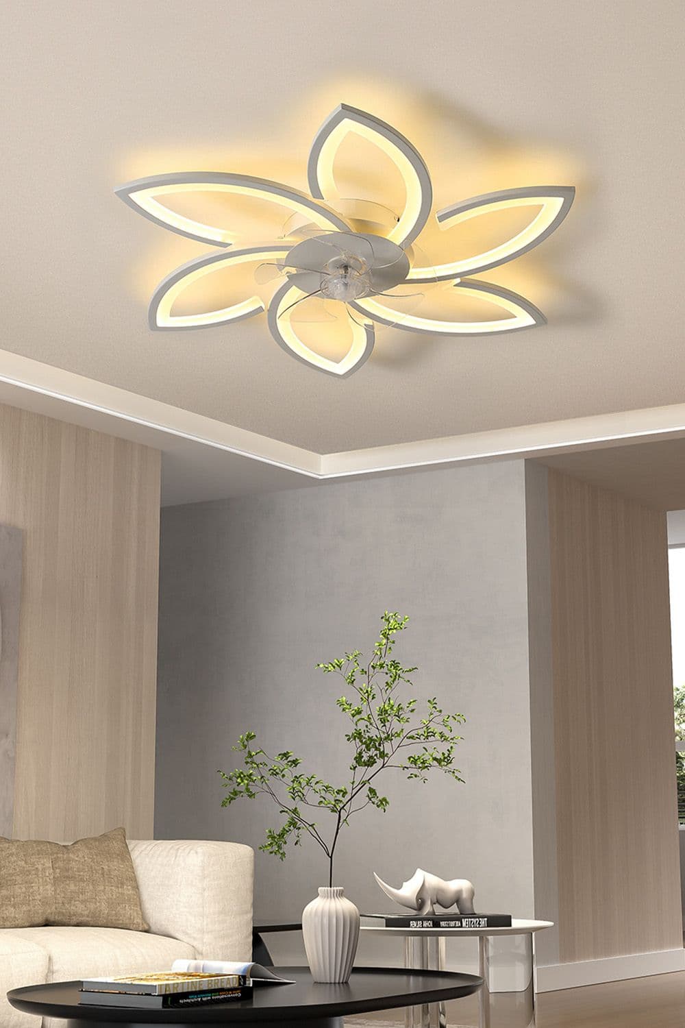 Remote Control Modern Flower Shape Ceiling Fan with Light