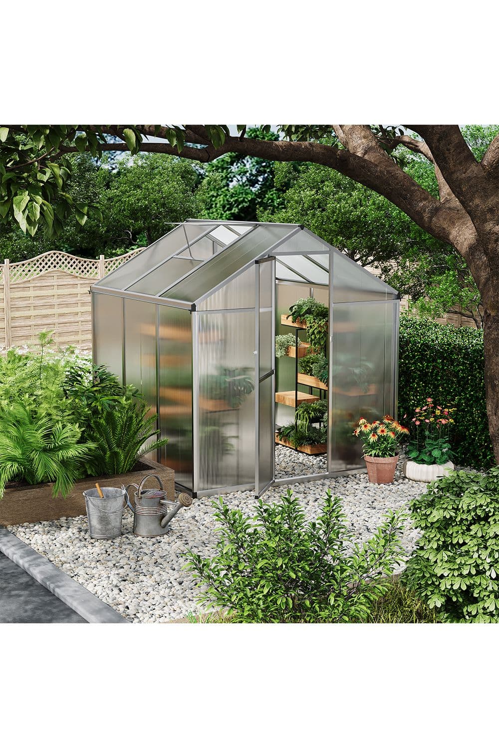 Aluminium Polycarbonate Apex Greenhouse