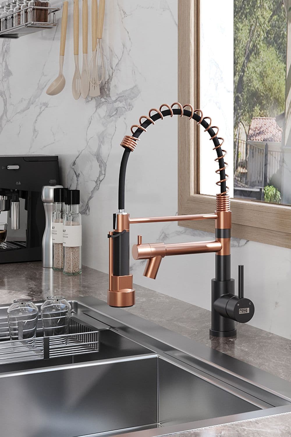Swivel Pulldown Kitchen Faucet with Pot Filler