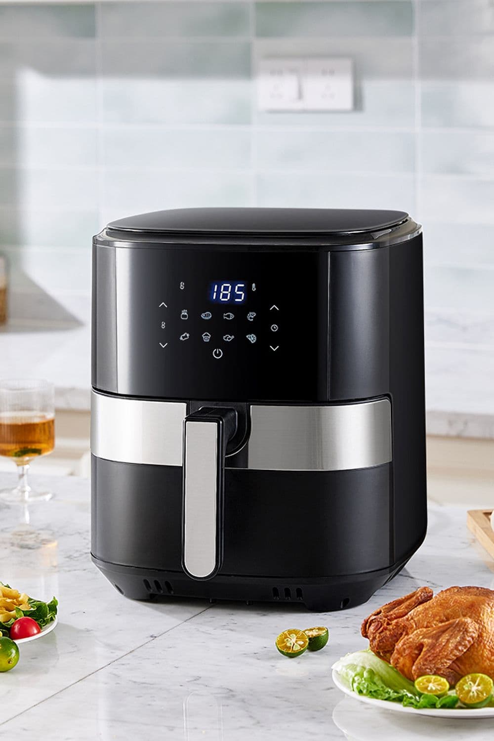 8L Touch Control Air Fryer 1500W with Smart Display, Adjustable Temp, Timer Function