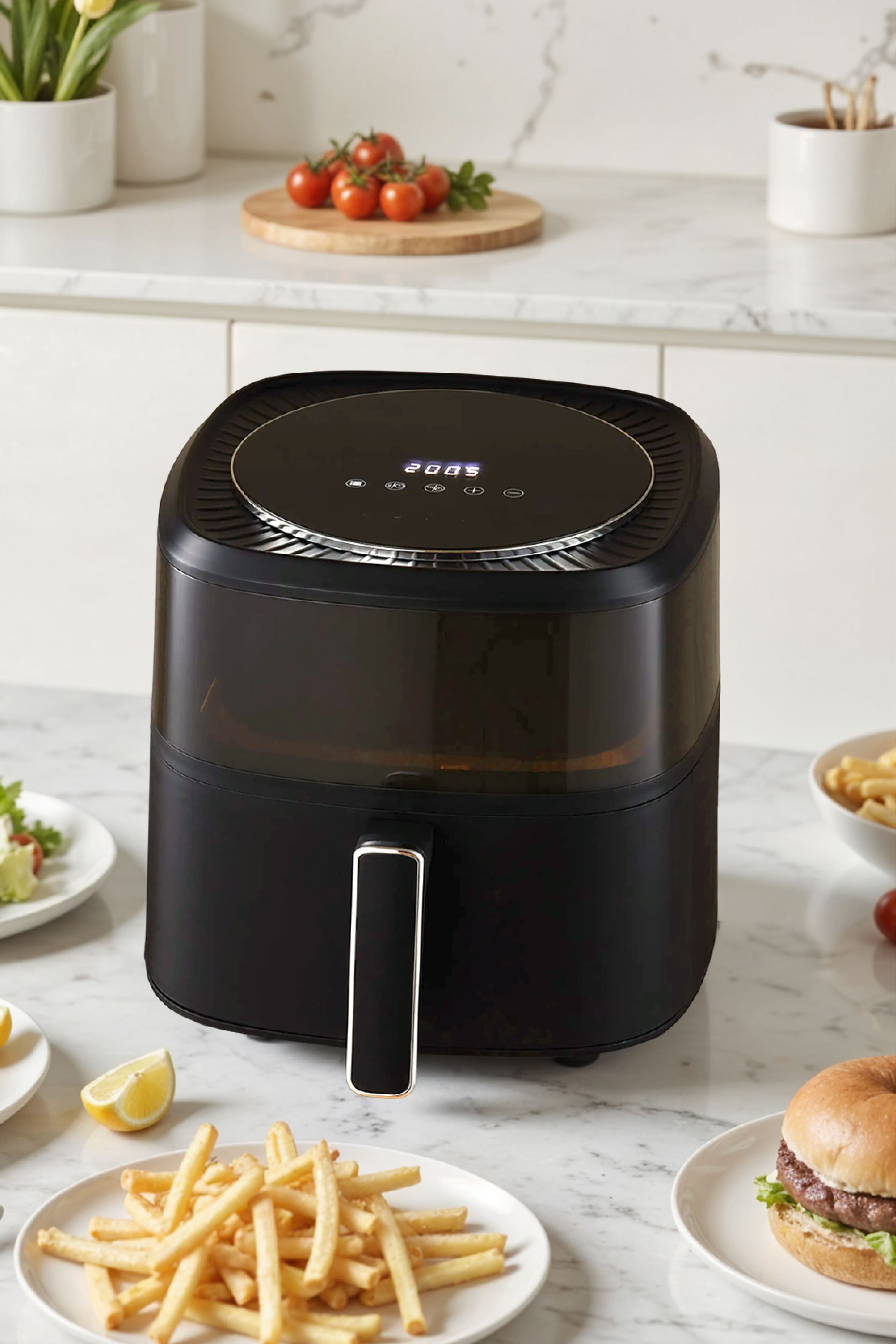 6L Air Fryer Oven Roaster with Smart Touch Display, Adjustable Temp, Timer Function