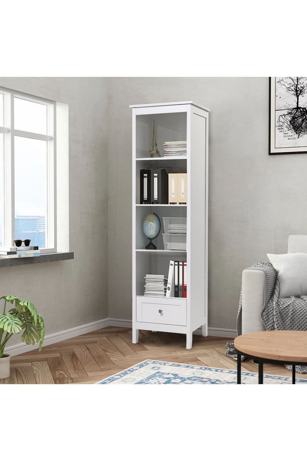 Classic White Wooden Tall Cabinet