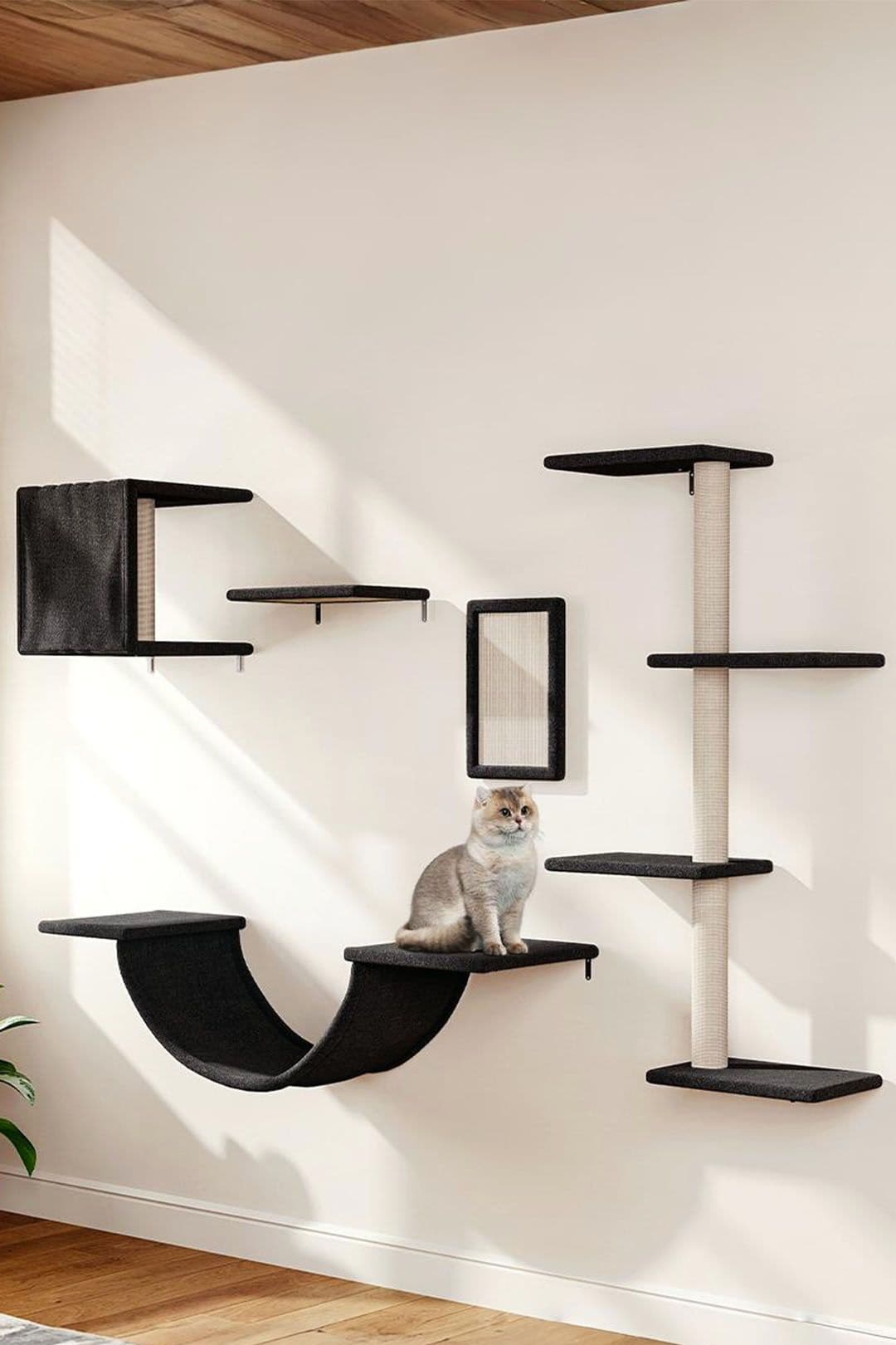 Cat Tree Set with Jumping Platform, Hammock, Comfortable Bed, and Sisal Habitat