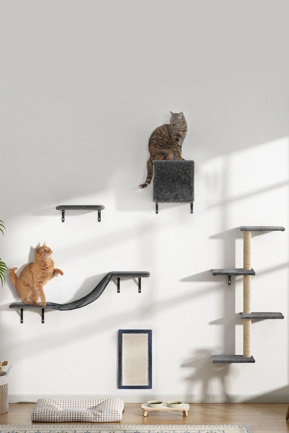 Cat Tree Set with Hammock and Jumping Platform