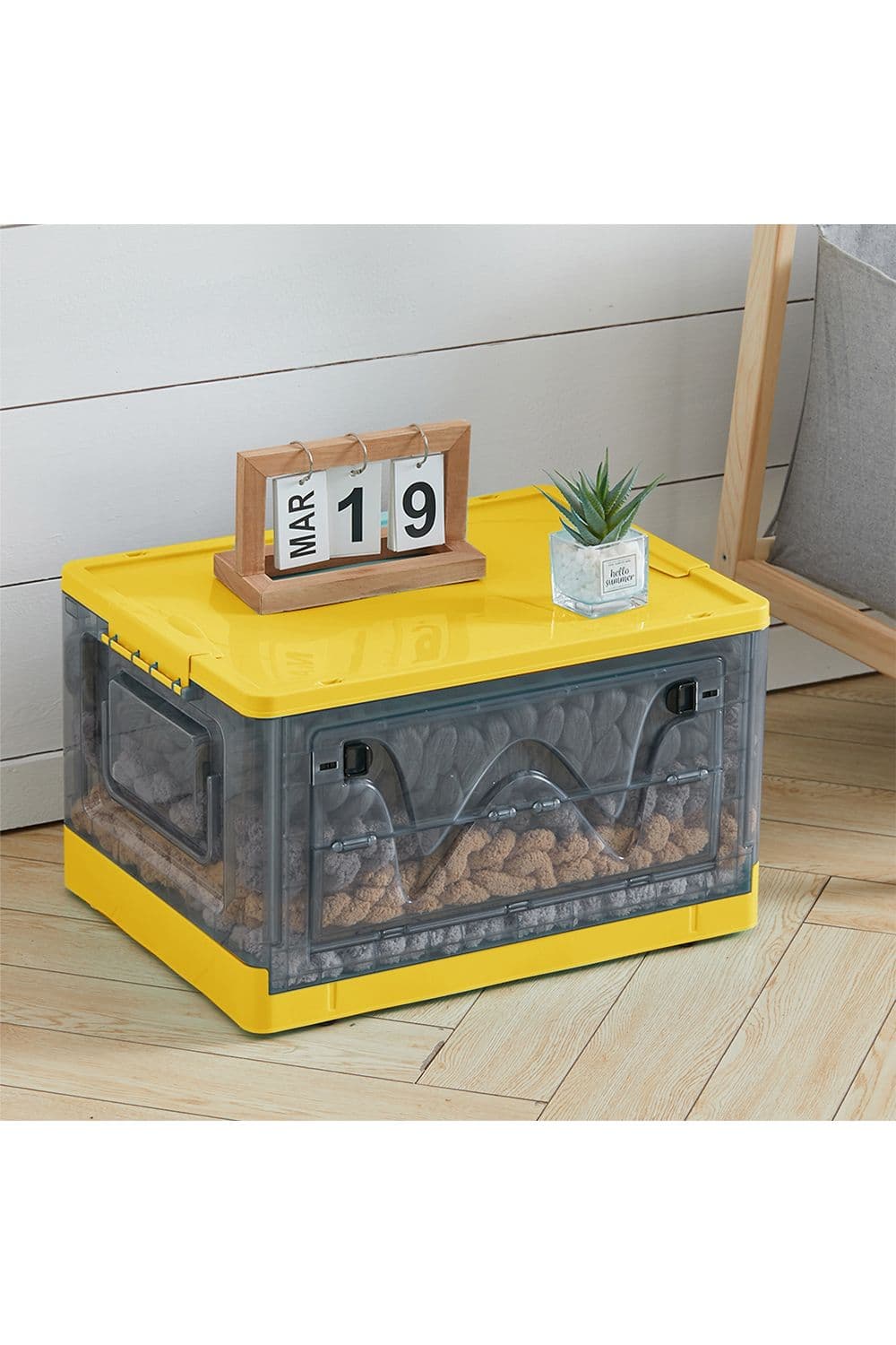 Transparent Folding Storage Box with Wheels Organizer