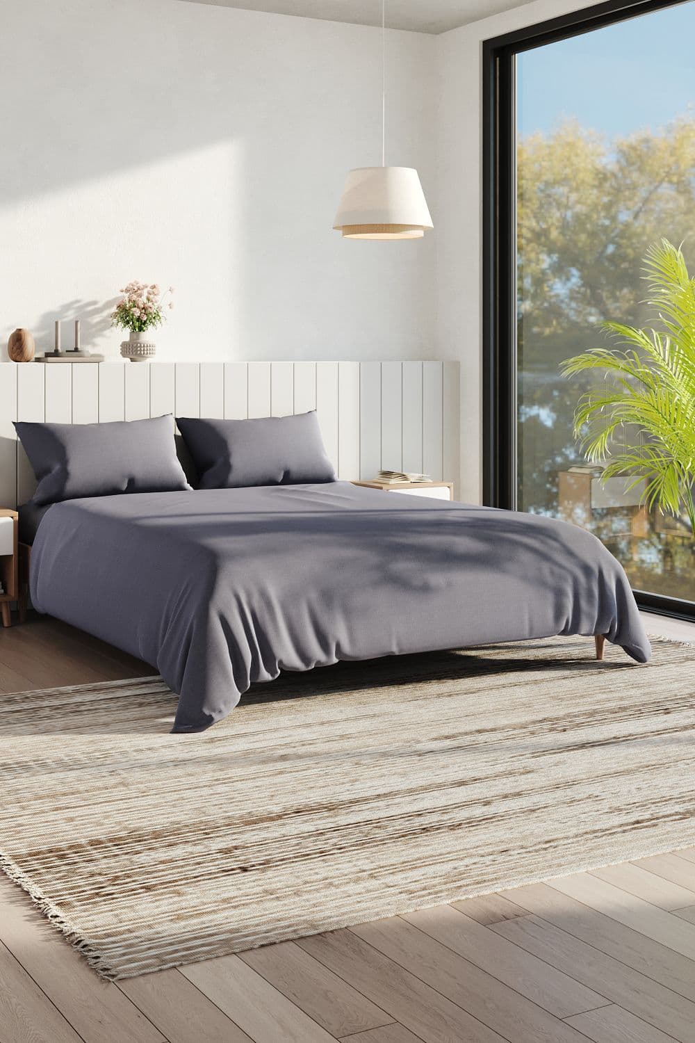 Solid Color King Size Bedding Simple Brushed Fiber Four-Piece Set