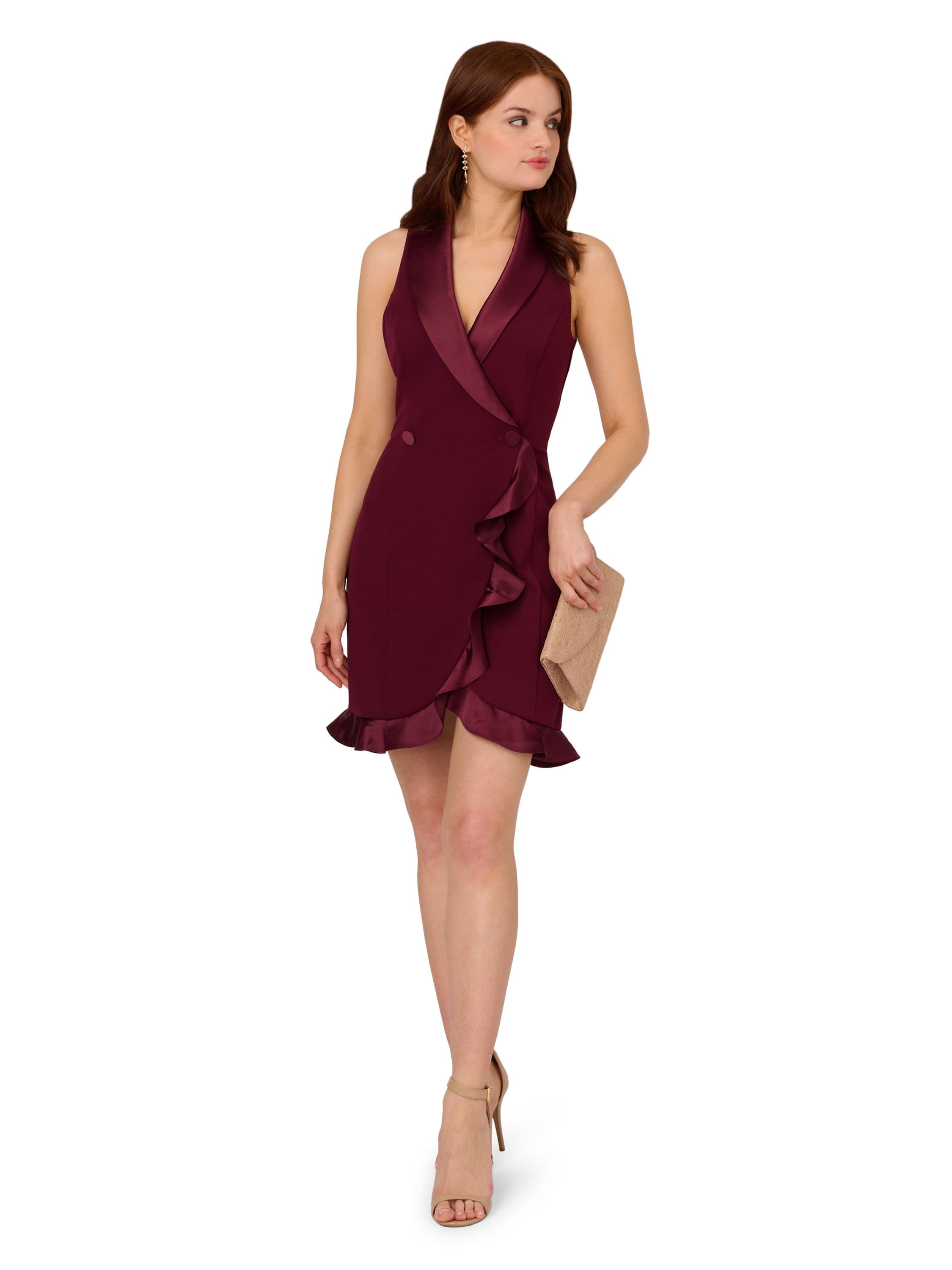 Halter Tuxedo Crepe Dress