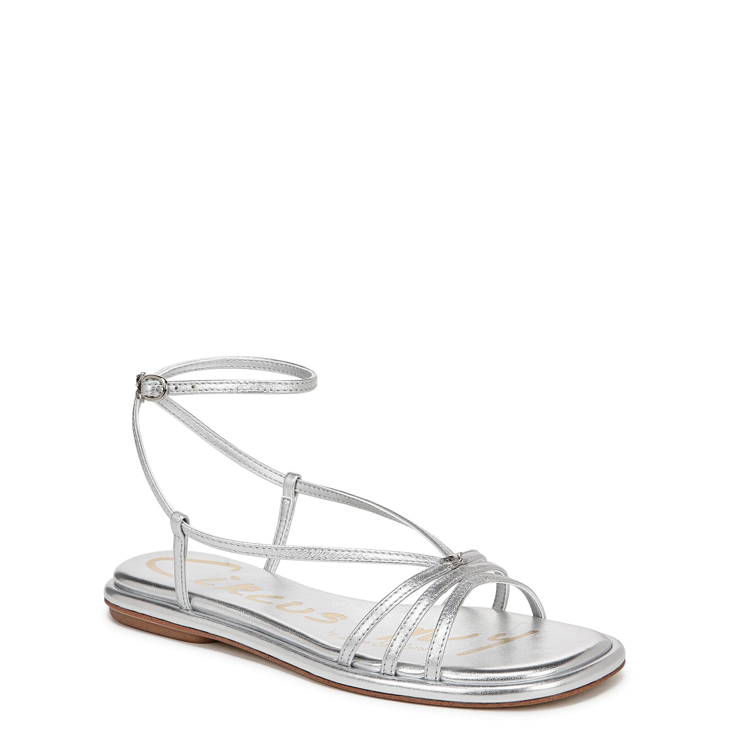 Sam Edelman Women's Circus NY Olana Flat Sandal in Silver | Size: 6