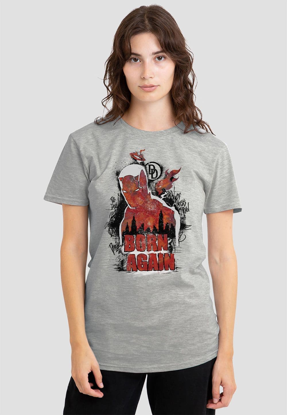 Daredevil Born Again Matt Murdock Graffiti T Shirt Heather Grey