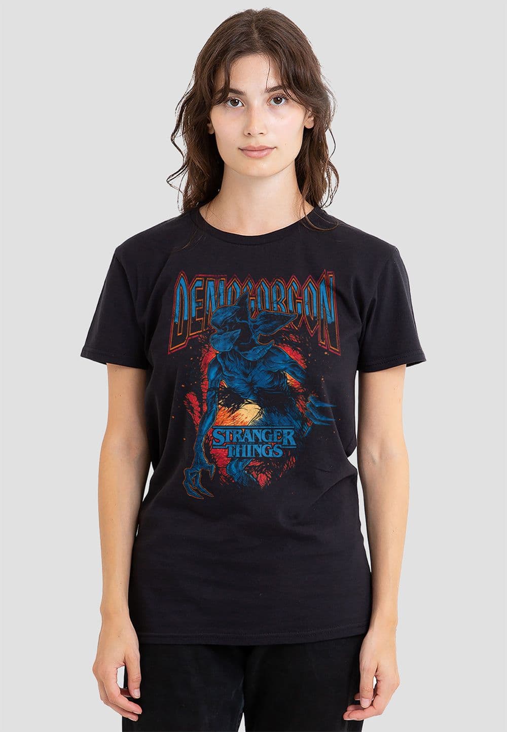 Stranger Things Women's Demogorgon Band T-Shirt, Black | Size: 2XL