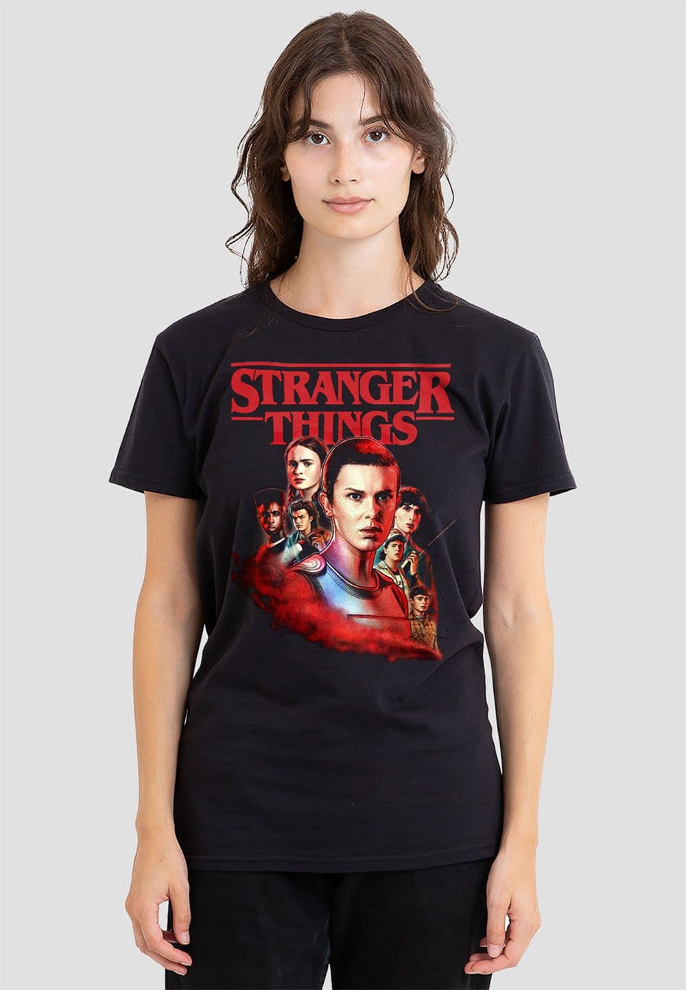 Stranger Things Women's Hawkins Heroes Poster T-Shirt, Black | Size: Medium