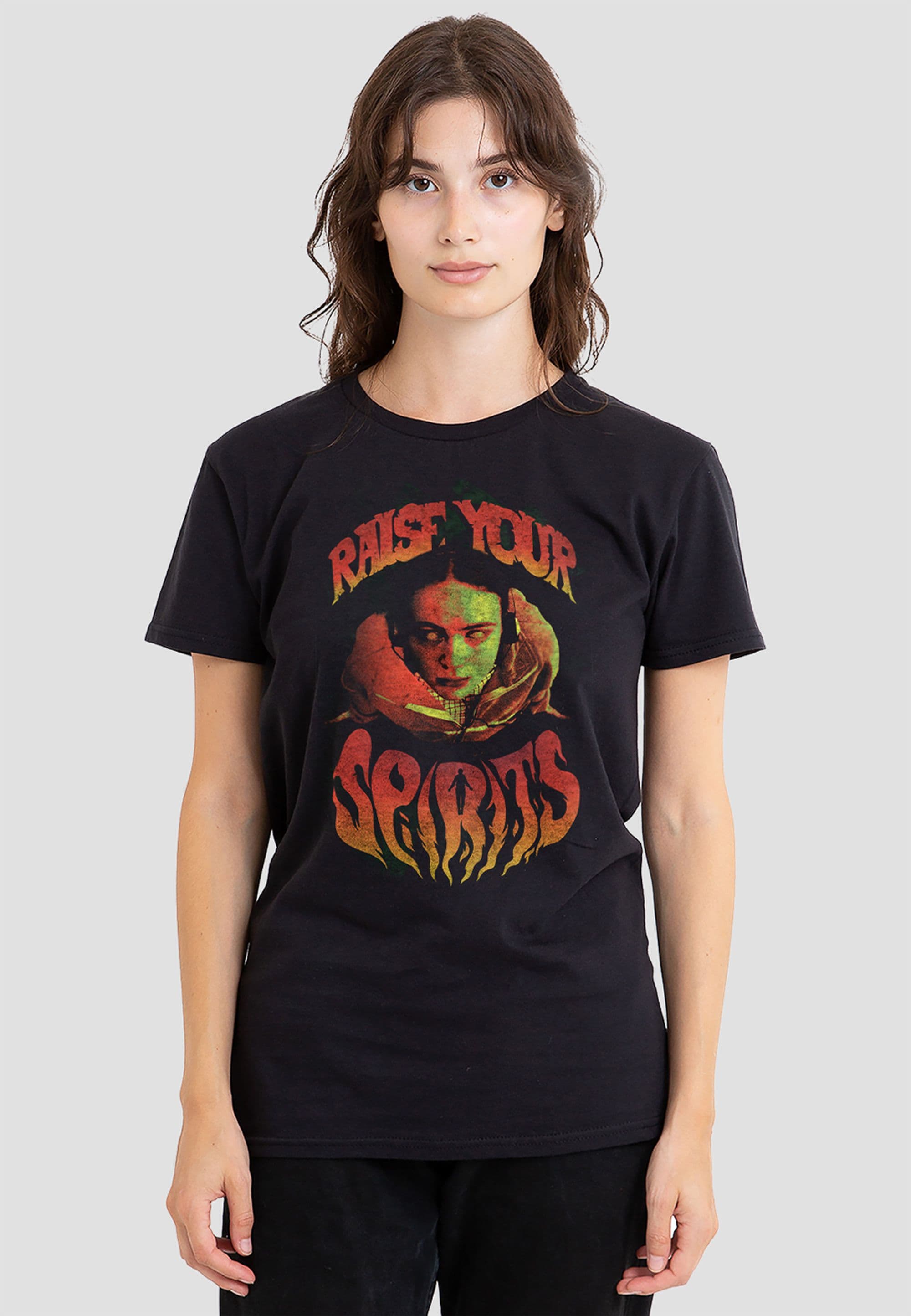 Stranger Things Women's Raise Your Spirits T-Shirt, Black | Size: 2XL